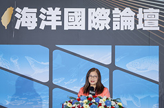 Ocean Affairs Council Minister Kuan Bi-ling speaking at the 2026 Taiwan International Ocean Forum on July 8. (Photo: CNA)