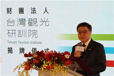 Premier Cho Jung-tai speaks at the Taiwan Tourism Institute’s opening ceremony in Taipei on July 22, 2026. (Rti Photo/James Thompson)