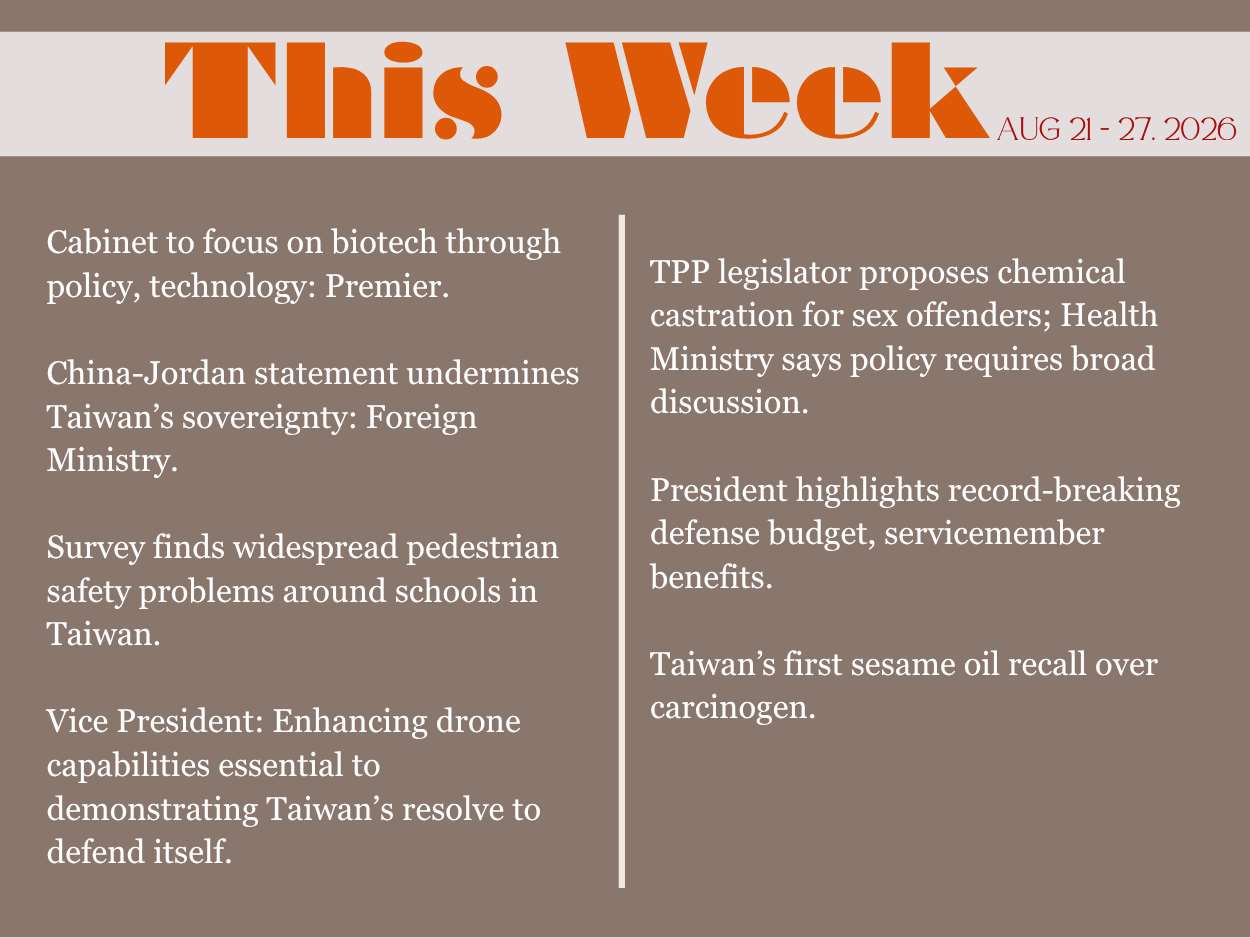 This Week in Taiwan for August 30, 2026.