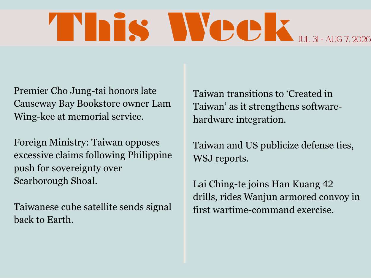 This Week in Taiwan for August 9, 2026.