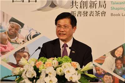 Foreign Minister and Taiwan ICDF Chairman Lin Chia-lung speaks at the Taiwan ICDF’s 30th-anniversary book launch in Taipei on August 14, 2026. (Rti Photo/James Thompson)
