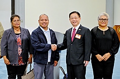 Palau Vice President Raynold Oilouch (second from left) at Taoyuan International Airport on September 17. (Photo: CNA)