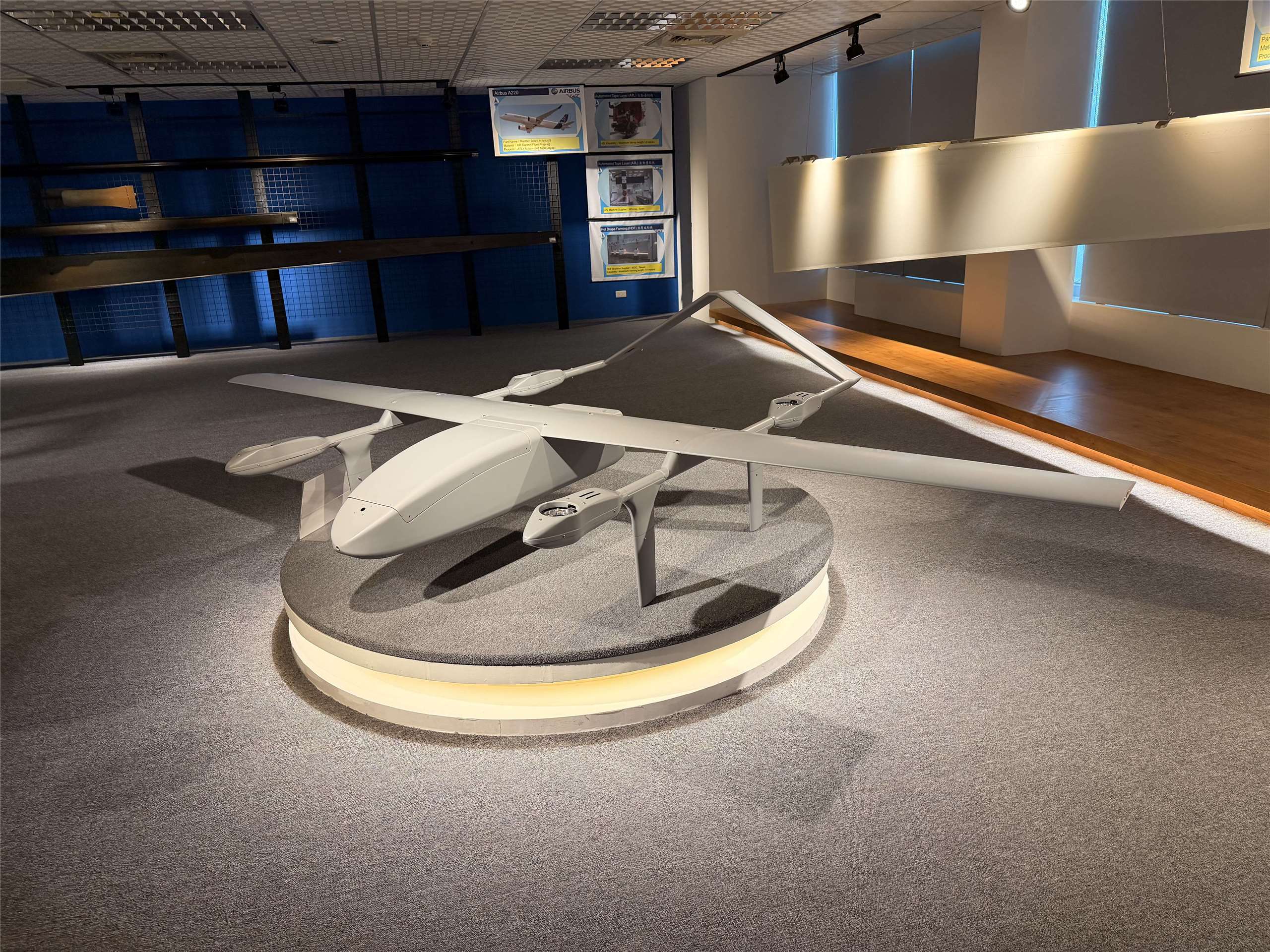 One UAV body on display at AIDC's Taiwan Advanced Composite Center weighs just eight kilograms (17.6 pounds). (Photo: Rti)