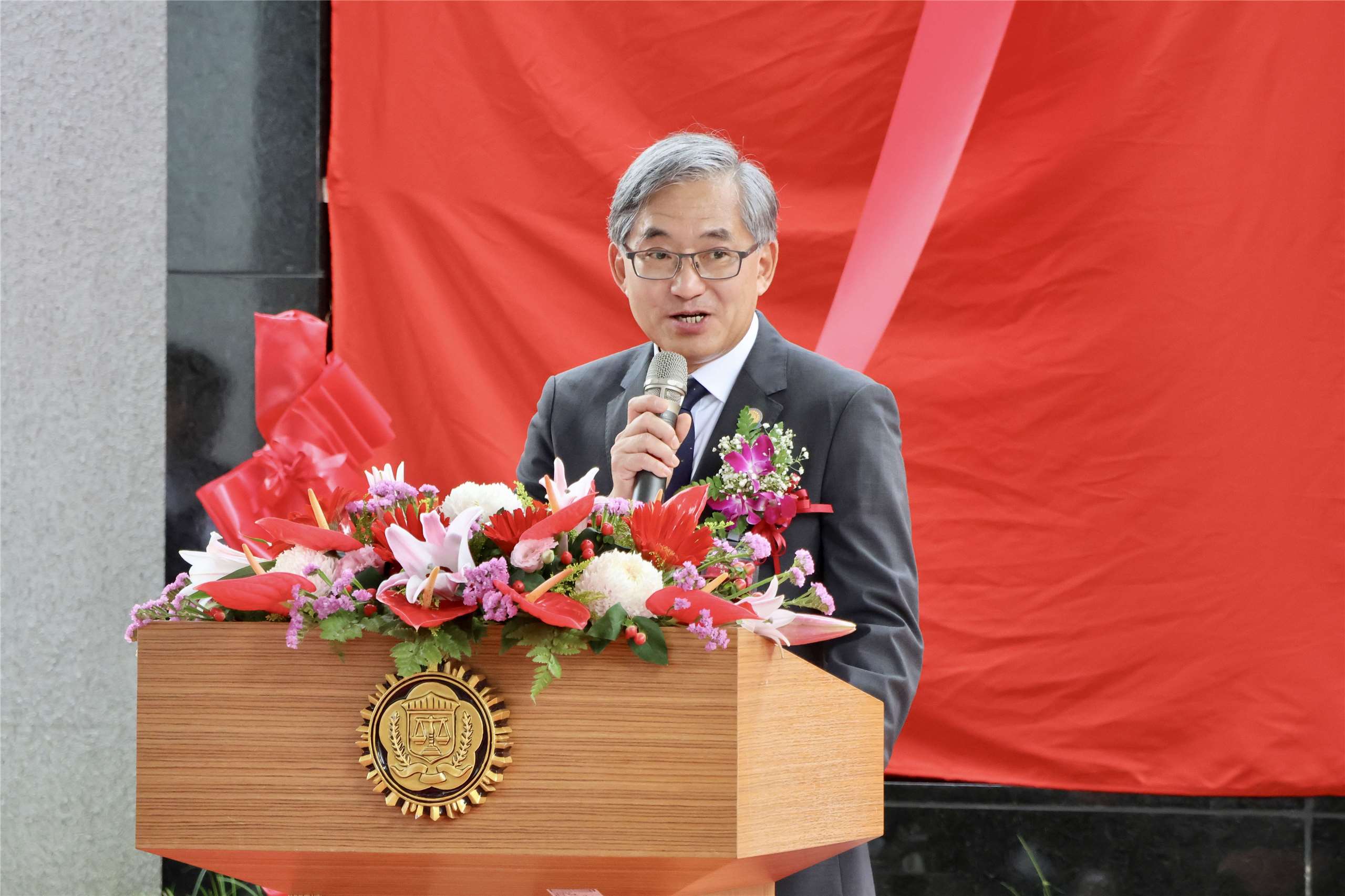 Investigation Bureau Director General Michael Chen speaks at the opening ceremony for the Zhonghe Investigation Park in New Taipei City on June 16, 2026. (Rti Photo/James Thompson)