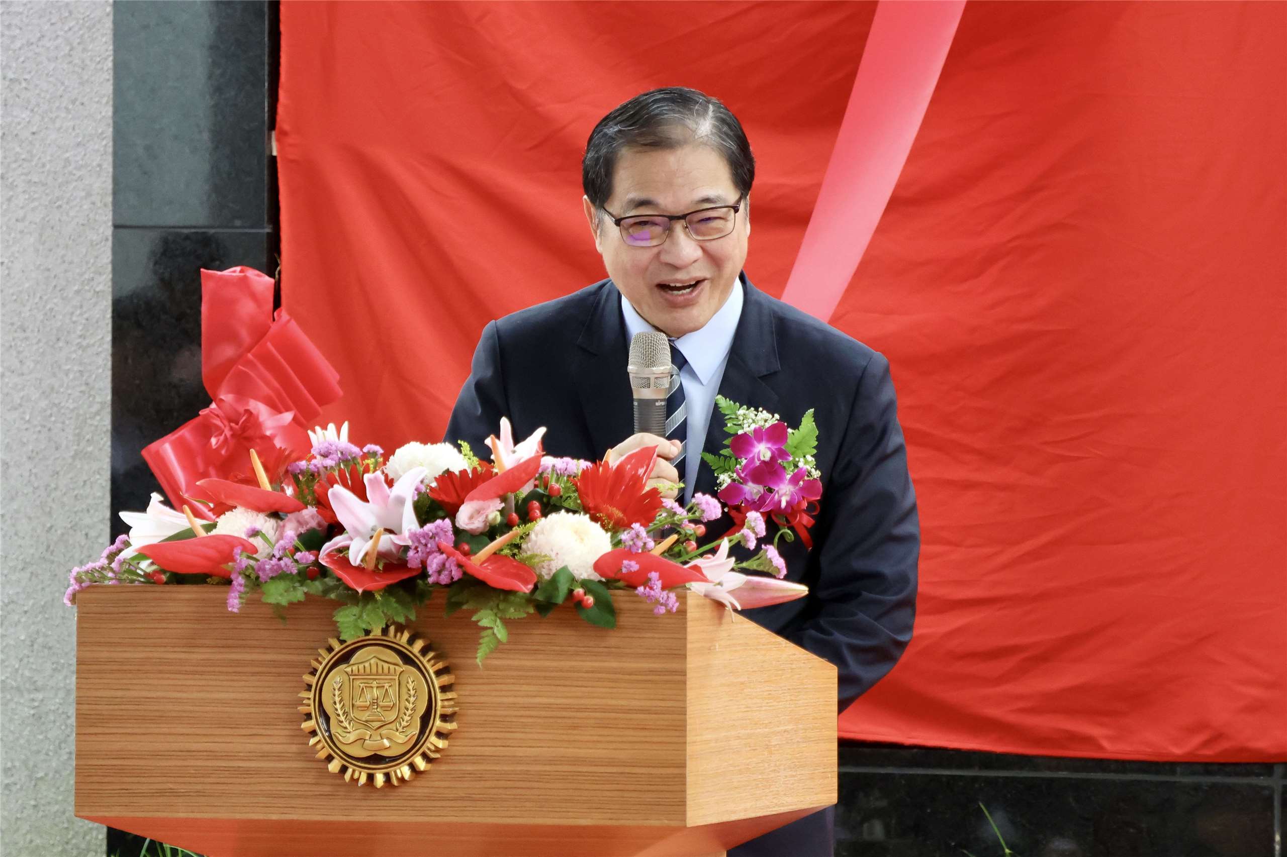 Justice Minister Cheng Ming-chien speaks at the opening ceremony for the Zhonghe Investigation Park in New Taipei City on June 16, 2026. (Rti Photo/James Thompson)