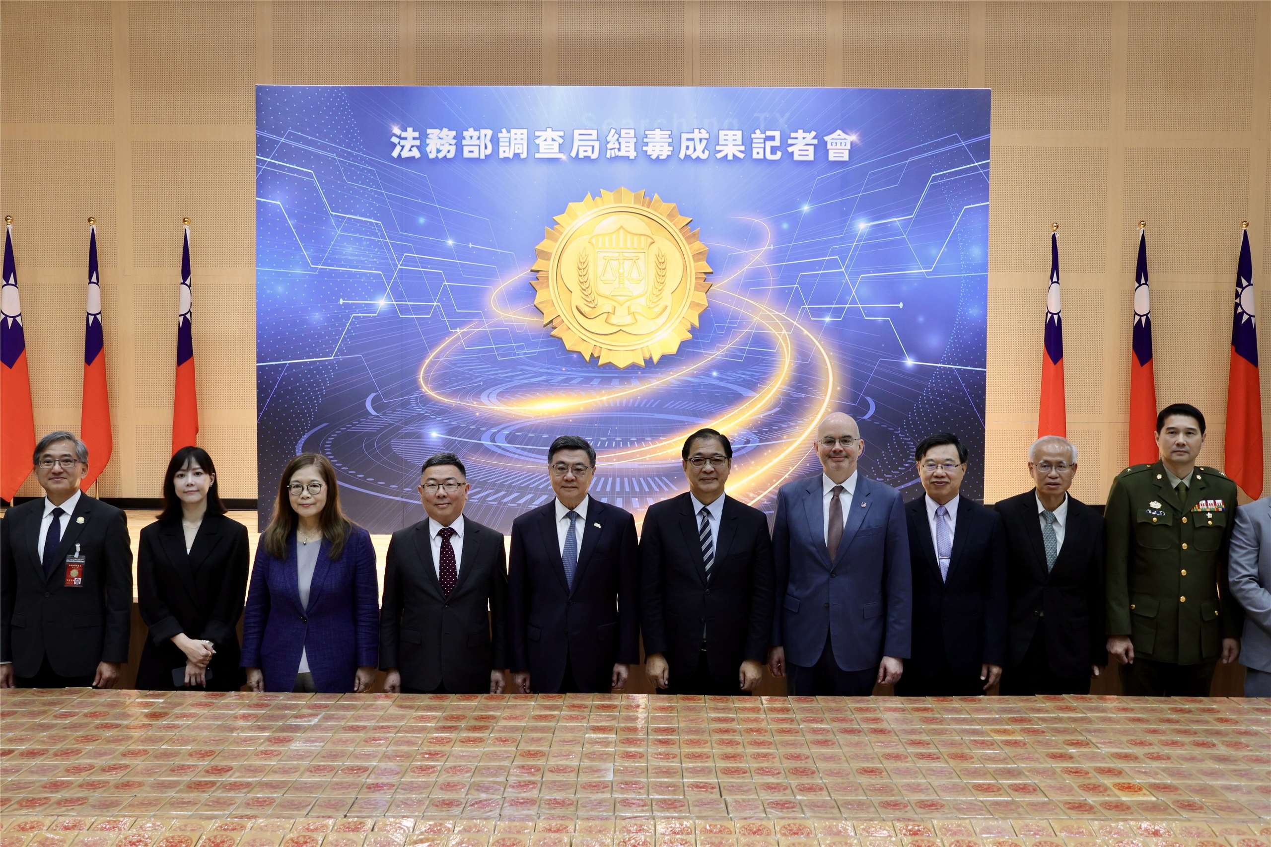 Officials attend a news conference in New Taipei City on June 16, 2026, where the seized drugs were displayed. (Rti Photo/James Thompson)