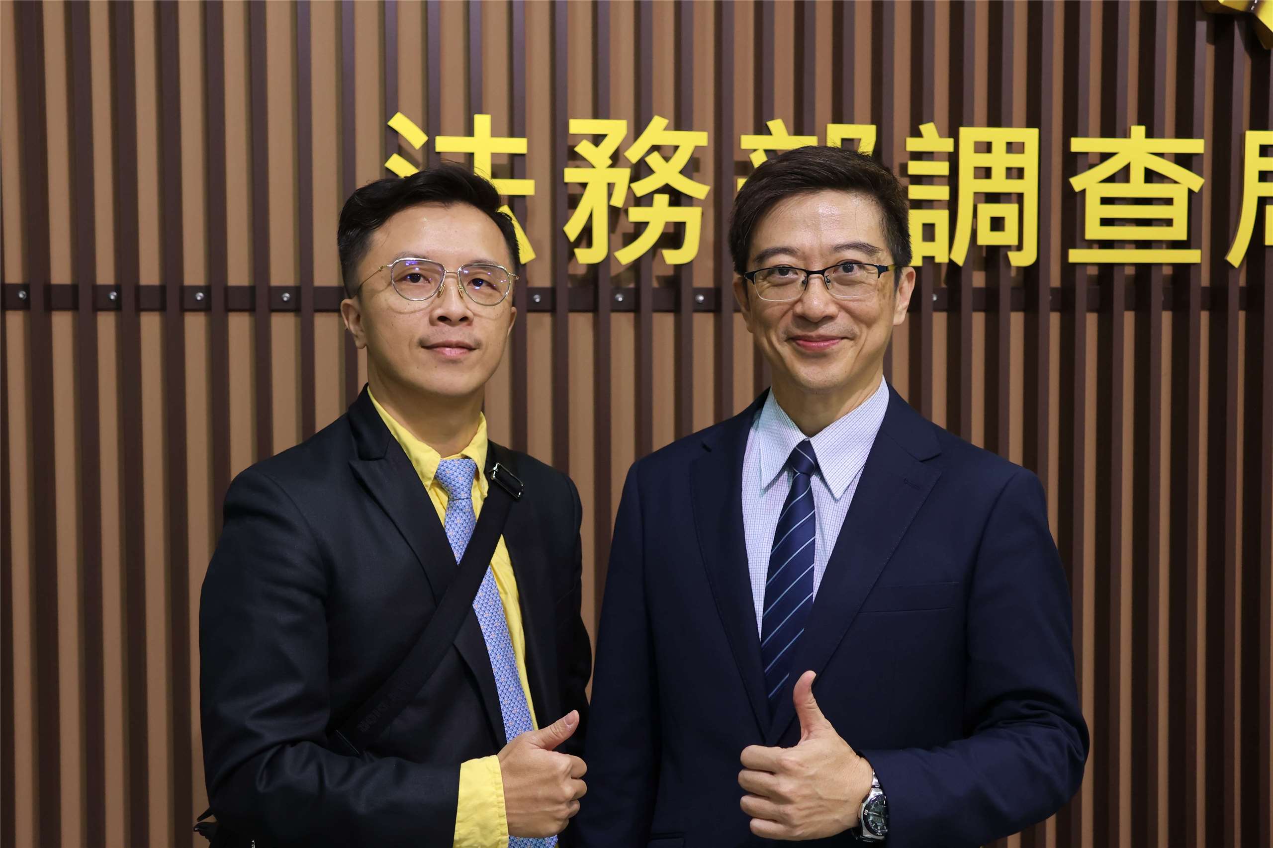 Prosecutor Justin Lai, left, and Pingtung District Chief Prosecutor Lin Yen-liang in New Taipei City on June 16, 2026. (Rti Photo/James Thompson)