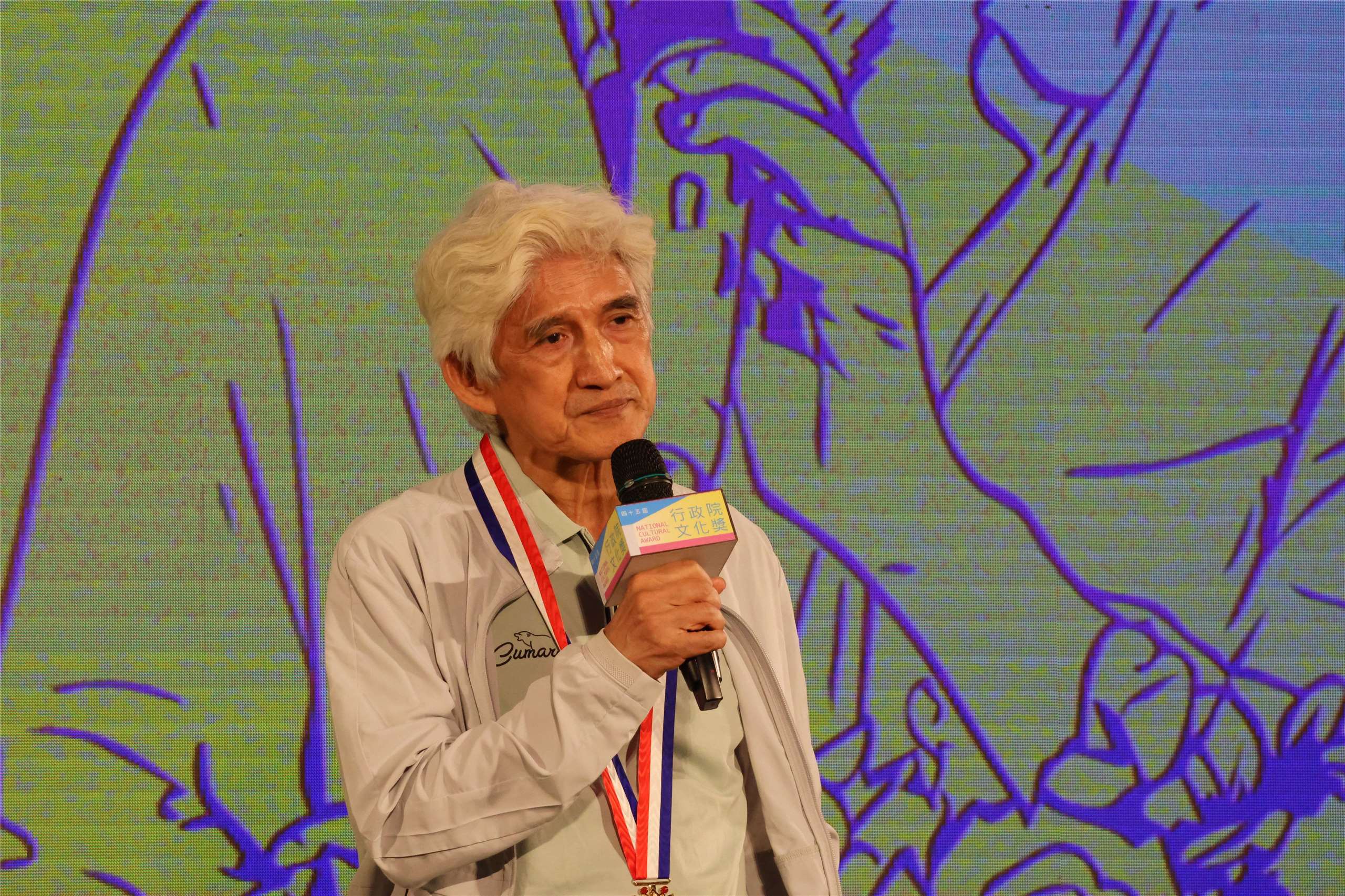 Theater scholar Chiu Kun-liang speaks at the 45th National Cultural Awards in Taipei on August 5, 2026. (Rti Photo/James Thompson)