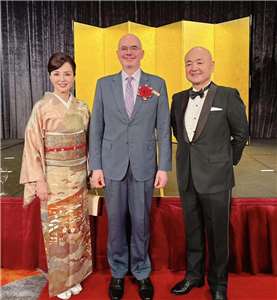 Raymond Greene, director del AIT, en la fiesta por el cumpleaños del emperador Naruhito organizada por la Asociación para el Intercambio Japón-Taiwán (Foto: AIT)