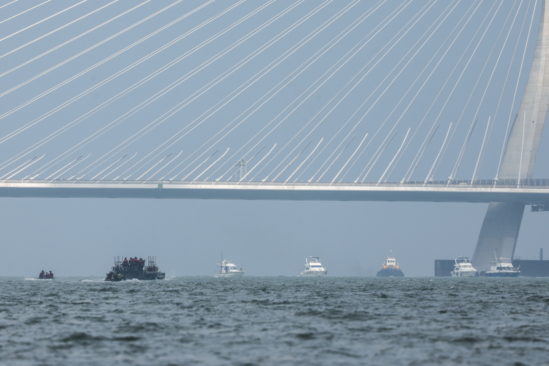 Puente Danjiang, escenario del segundo día de los ejercicios militares Han Kuang (Foto: CNA)
