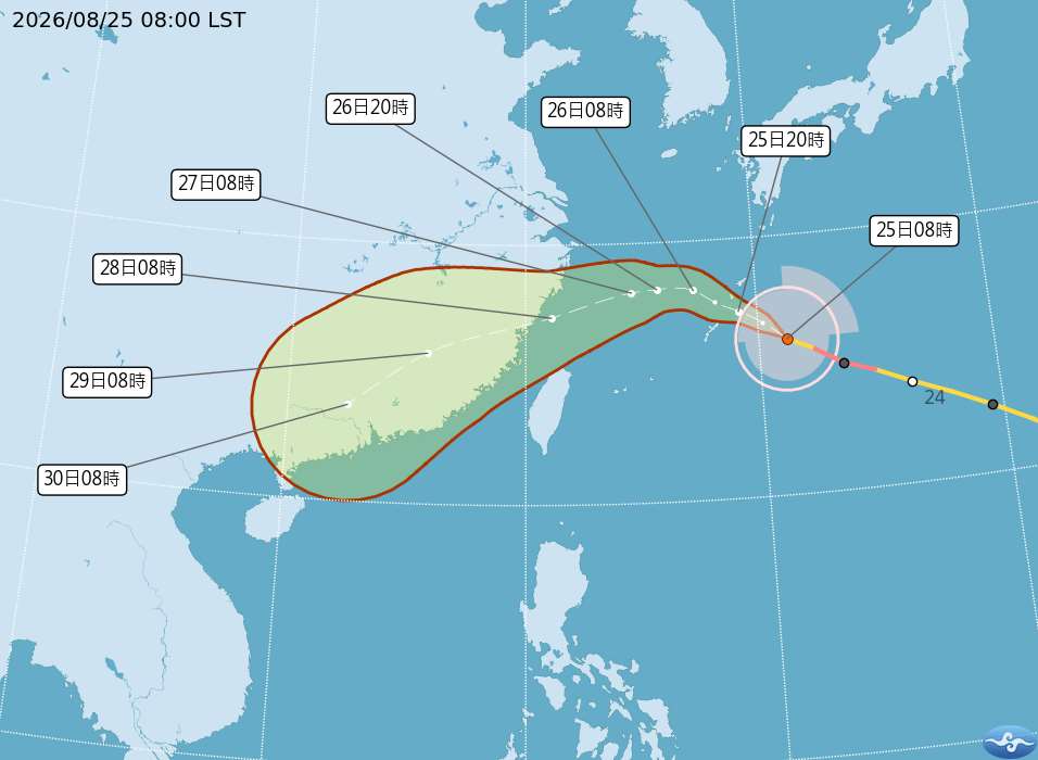 Trayectoria prevista del tifón Saudel para los próximos días (Infograma: Oficina Central de Meteorología)