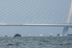 Puente Danjiang, escenario del segundo día de los ejercicios militares Han Kuang (Foto: CNA)