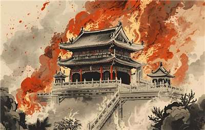 Incendie au palais, illustration générée par IA