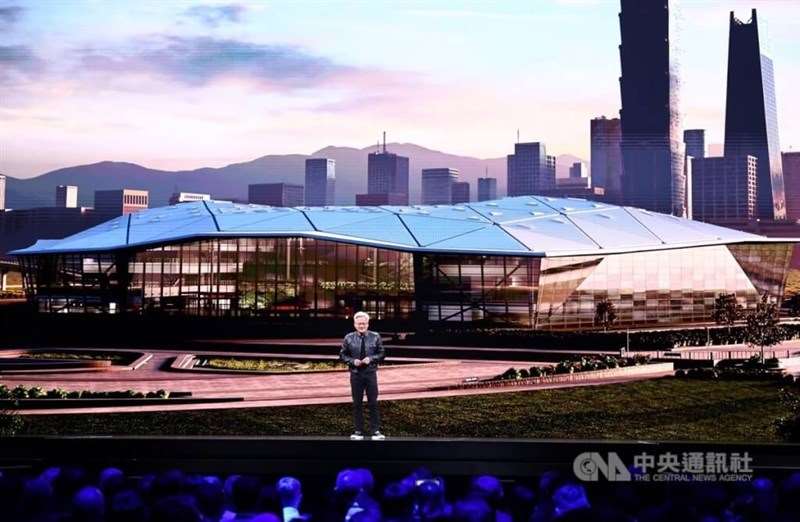 Jensen Huang, CEO de Nvidia, a dévoilé lors du COMPUTEX, son projet du siège à l'étranger au parc des sciences et des technologies Beitou-Shilin à Taipei (Photo CNA)