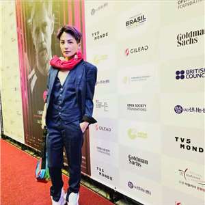 Wang Ann-Jiun (王安頤 ) en Corée du Sud pour le festival du film SIPFF où le court-métrage "Stay Hot Stay Chill" a été primé (photo : aimable crédit) (faire défiler pour plus de photos)