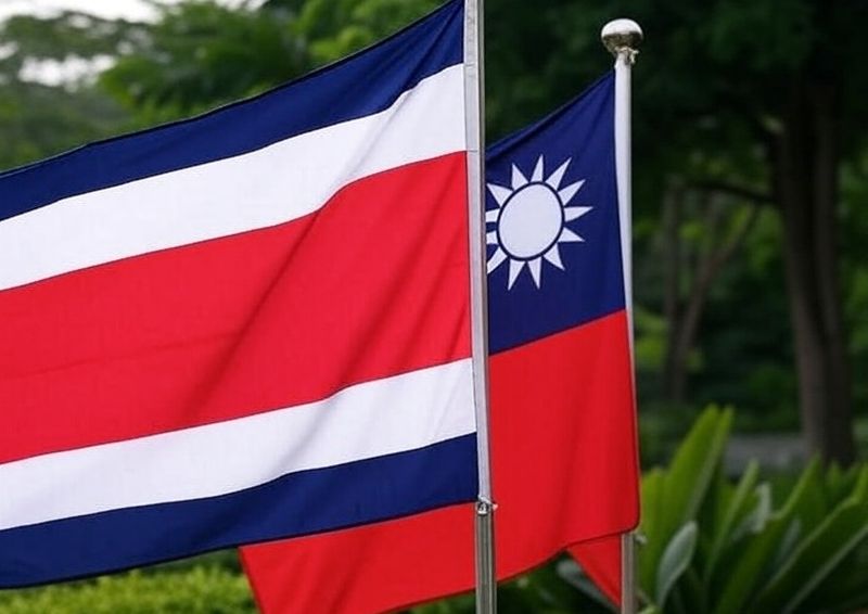 Drapeaux du Costa Rica et de la République de Chine - Taïwan (illustration réalisée par IA)
