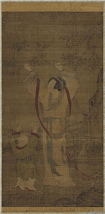 Image 1: Dame cueille une branche fleurie (source MNP)