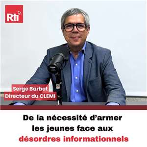 Serge Barbet, directeur du CLEMI, dans l'émission Au micro de RTI (Photo RTI)