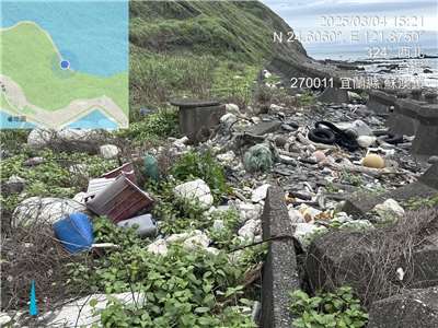 Des déchets repérés au bord du fleuve Lanyang (Photo fournie par la SOW)