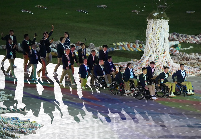 Les athlètes taïwanais assistant à la cérémonie d'ouverture des Jeux Paralympiques de Nagoya, au Japon (photo, CNA)