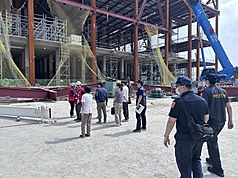 Un accident du travail s'est produit le 20 octobre sur le chantier de construction de l'usine F22 de TSMC à Kaohsiung, dans le sud de Taïwan.  （Photo CNA)