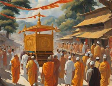 Illustration d'un palanquin arrivant en ville (image générée par IA)