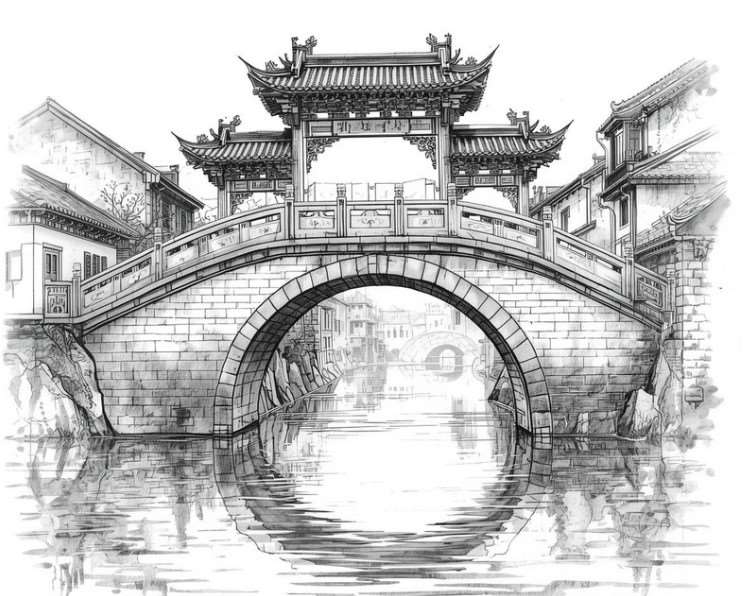 esquisse d'un vieux pont (illustration générée par IA)