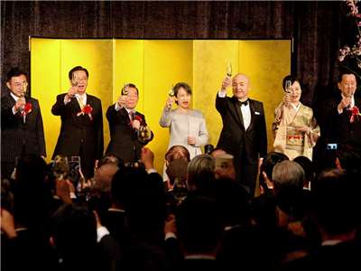 La Vice-Présidente Hsiao Bi-khim (au centre) à une réception en l'honneur de l'anniversaire de l'empereur japonais à Taipei le 9 février 2026 (photo : RTI)