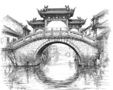 esquisse d'un vieux pont (illustration générée par IA)