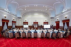 La réunion de la commission sur la résilience de la défense à l’échelle de l’ensemble de la société du 19 mars au palais présidentiel (Photo CNA)