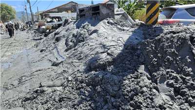 La commune Guangfu dévastée par les Inondations provoquées par le débordement d'un lac de barrage en septembre 2025 (archives, Rti)