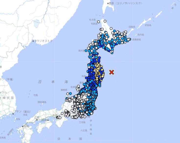 Le Japon secoué par un séisme de magnitude 7,7 le 20 avril (photo, agence météo japonaise)