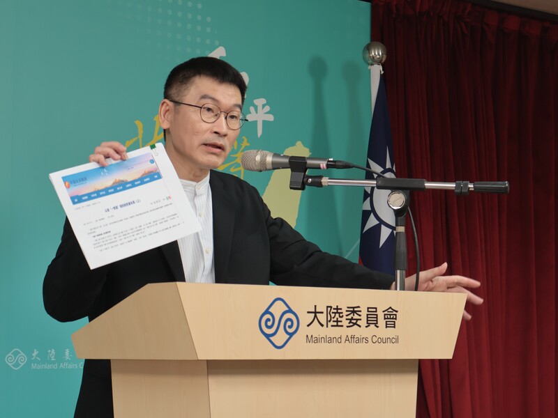 Le porte-parole de la commission ministérielle des affaires continentales Liang Wen-chieh (梁文傑) a affirmé que le sondage reflétait l'opinion majoritaire des Taïwanais, qui soutiennent la politique du gouvernement en matière de relations interdétroit et de défense (Image : CNA)