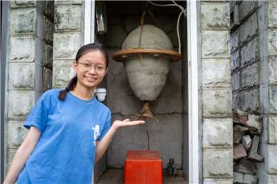 Hsu Chih-hsuan présente une ruche solaire installée dans les anciennes toilettes de l'école Waldorf Chao Cuo à Yunlin (photo : Sasa / RTI)