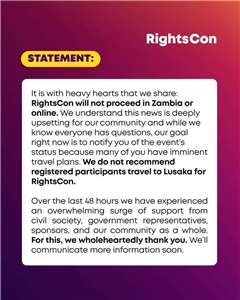 capture de l'annonce sur le compte X de RightsCon