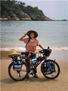 L'arrivée de Cloé Ando à Taïwan, nouvelle étape de son périple à vélo après 24 000 km ! (photo : FB Yuloé) 