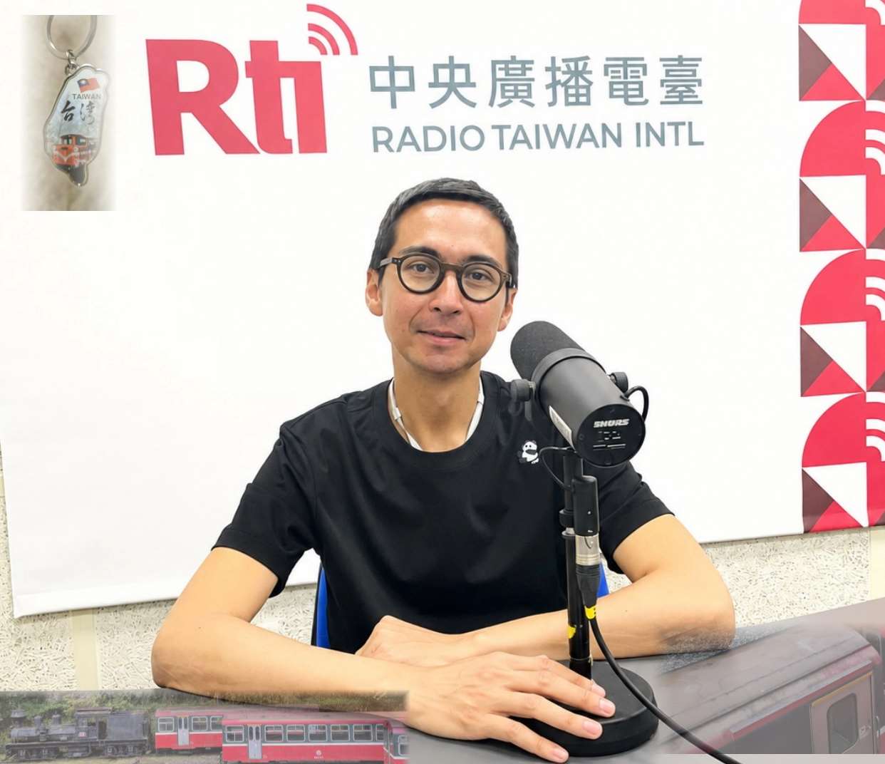 Au micro de Rti, Jean-Marc DE JAEGER raconte son épopée en train à Taïwan (illustration Rti, photos fournies par l'invité)