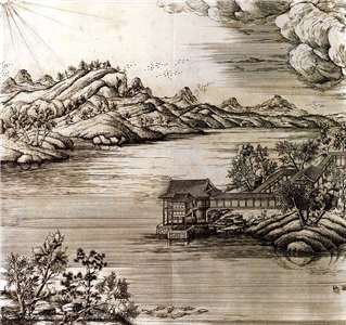 Image 1: Estampe sur cuivre tirée de Illustrations poétiques impériales des trente-six vues du Palais d’été - « Lueur sur la crête » (source MNP)