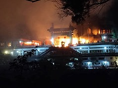 Un incendie a détruit une partie du temple Zhinan à Taipei dans la nuit du 24 au 25 août (source image: CNA)