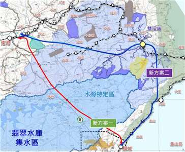 Les anciens projets de tracés du train traditionnel entre Taipei et Yilan rejetés (carte: ministère des Transports)