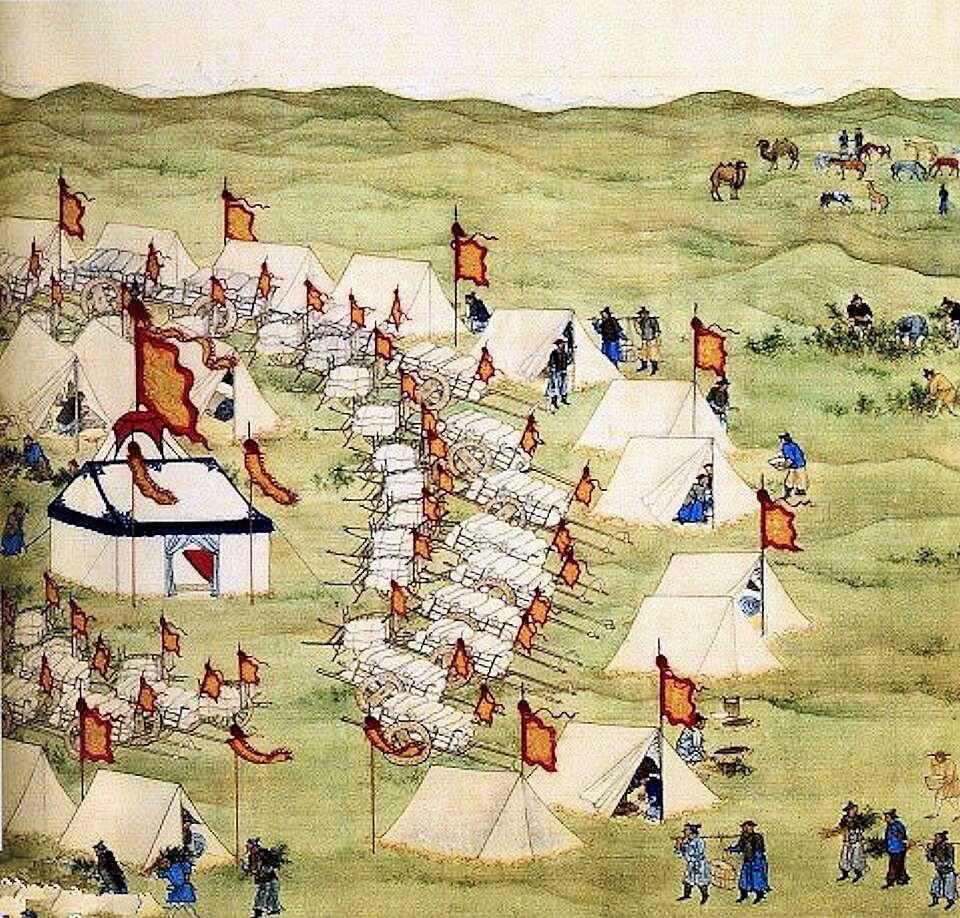 Illlustration d'un champ de bataille (par Yu Zhiding, Fan Chenglie (Wikimedia commons)