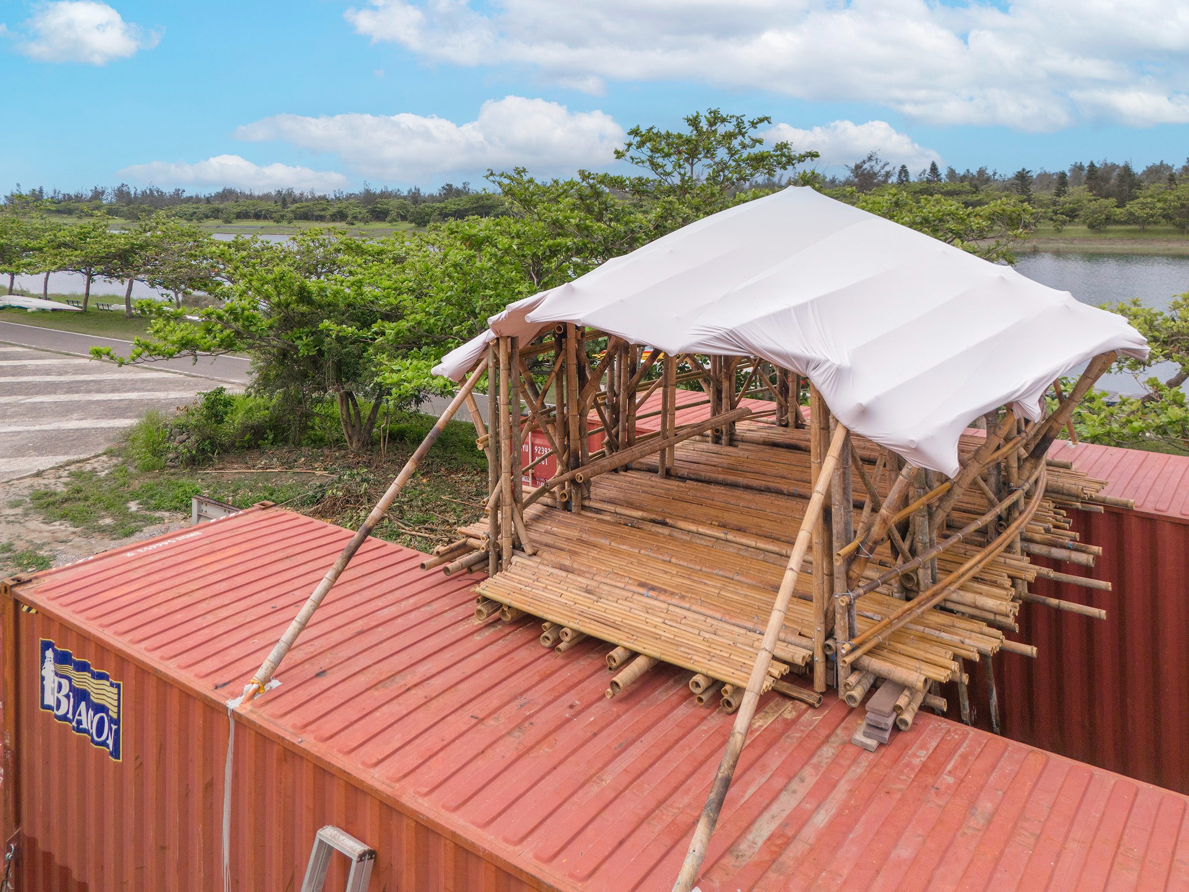 Pataminaan (le dock) de Wang Po-jen, à côté du lac Huoshui (photo : Taiwan Bamboo Society / 汪德範)
