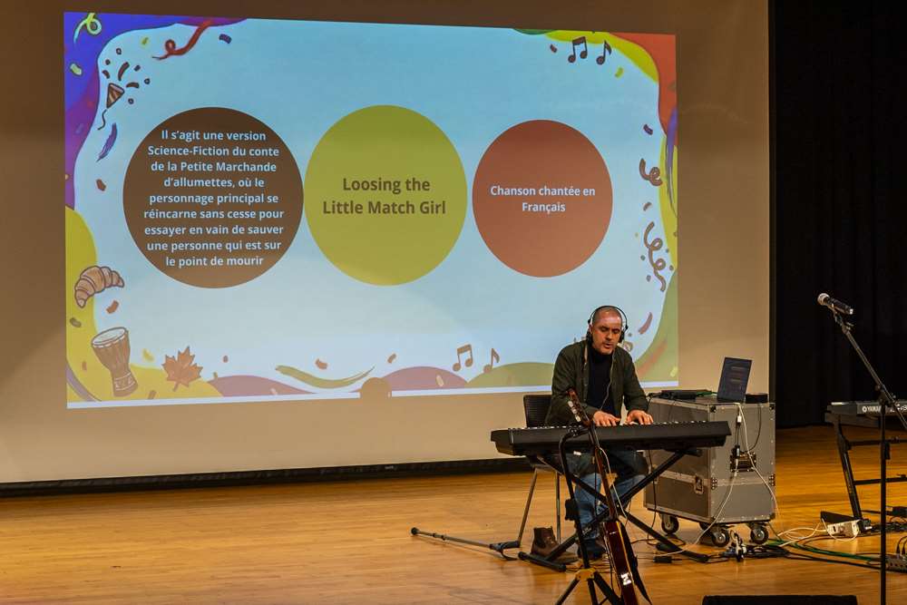 L'auteur-compositeur belge Pierre Hujoel à la soirée d'ouverture du Mois de la Francophonie à Taipei le 7 mars 2026 (photo : Sasa / RIT)