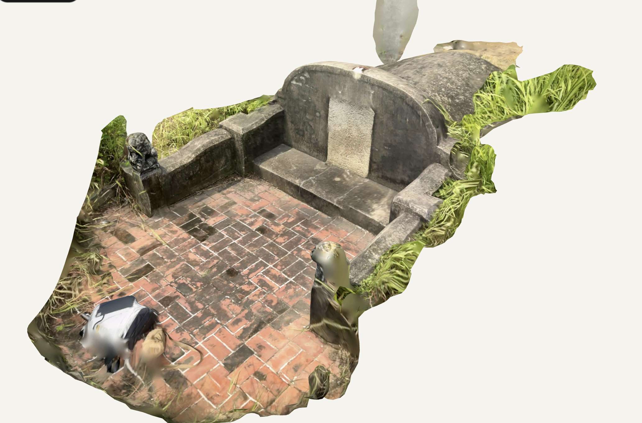 Modélisation au LiDAR de la plus ancienne pierre tombale du cimetière de Nanshan, à Tainan, de Tseng Chen-yang, datant de 1642 (image : James X. Morris) 