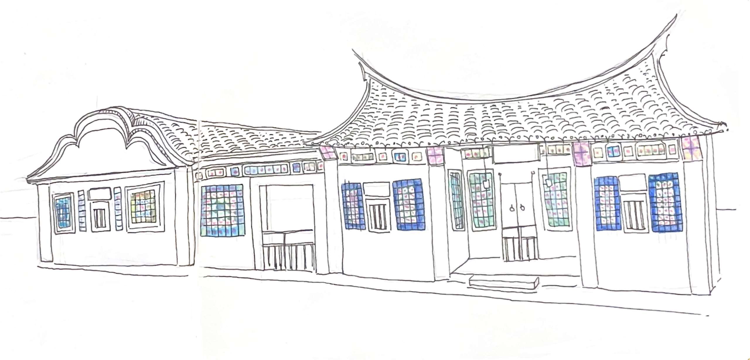 Illustration d'une maison ornée de céramiques (image Inès Minfray)