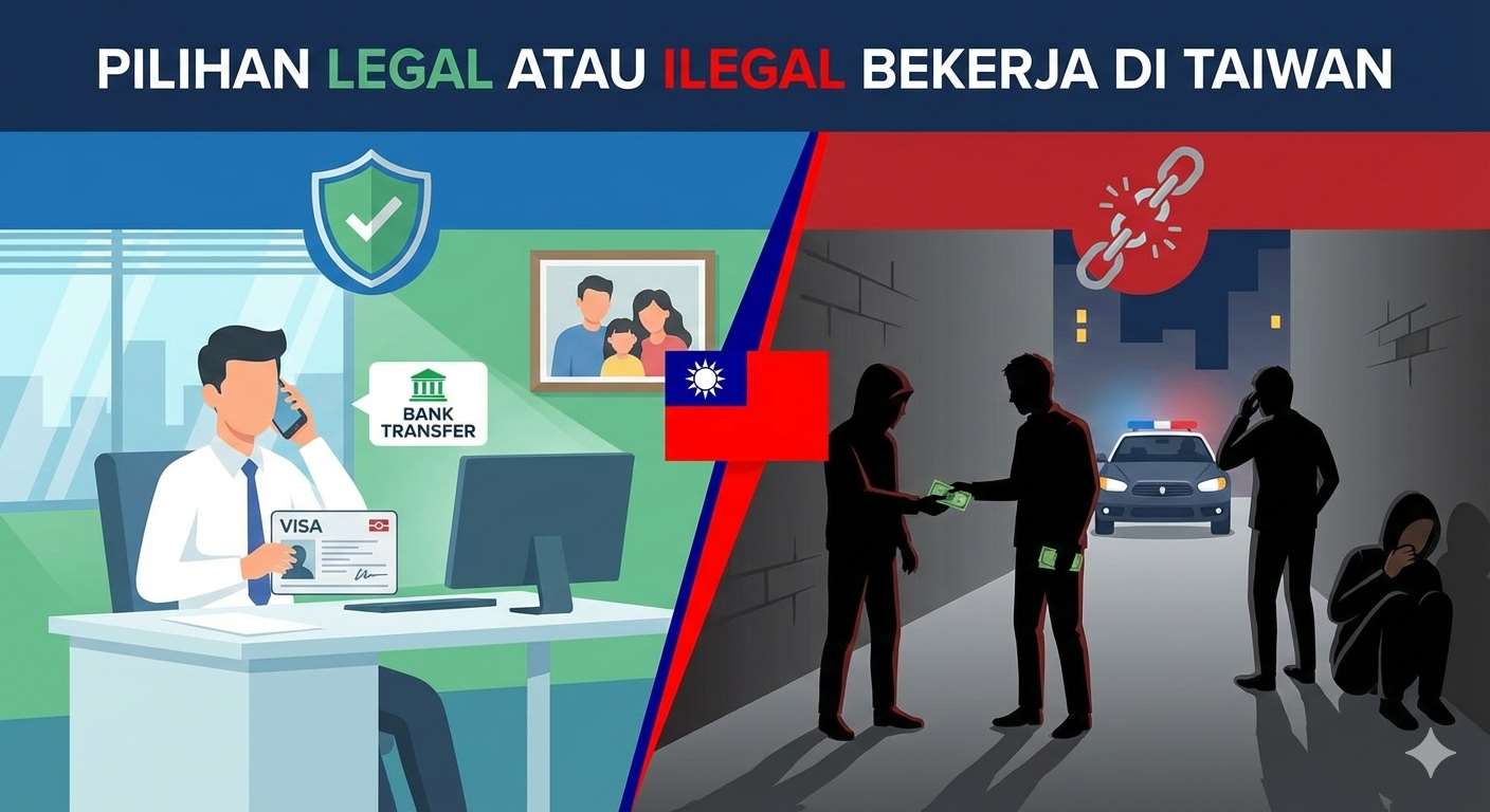 Pilihan Legal Atau Ilegal Bekerja di Taiwan (AI Generated)