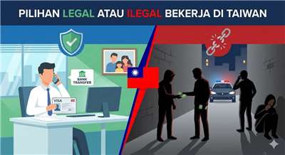 Pilihan Legal Atau Ilegal Bekerja di Taiwan (AI Generated)