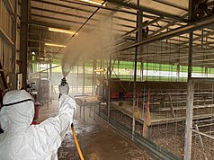 pekerjaan disinfeksi di lokasi kasus dan 3 peternakan sekitar telah selesai dilakukan kemarin (28/1) (foto: Pemkot Taichung)
