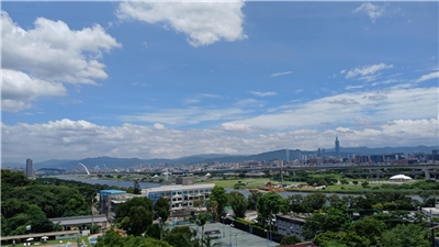 Pemandangan Kota Taipei saat cerah berawan.