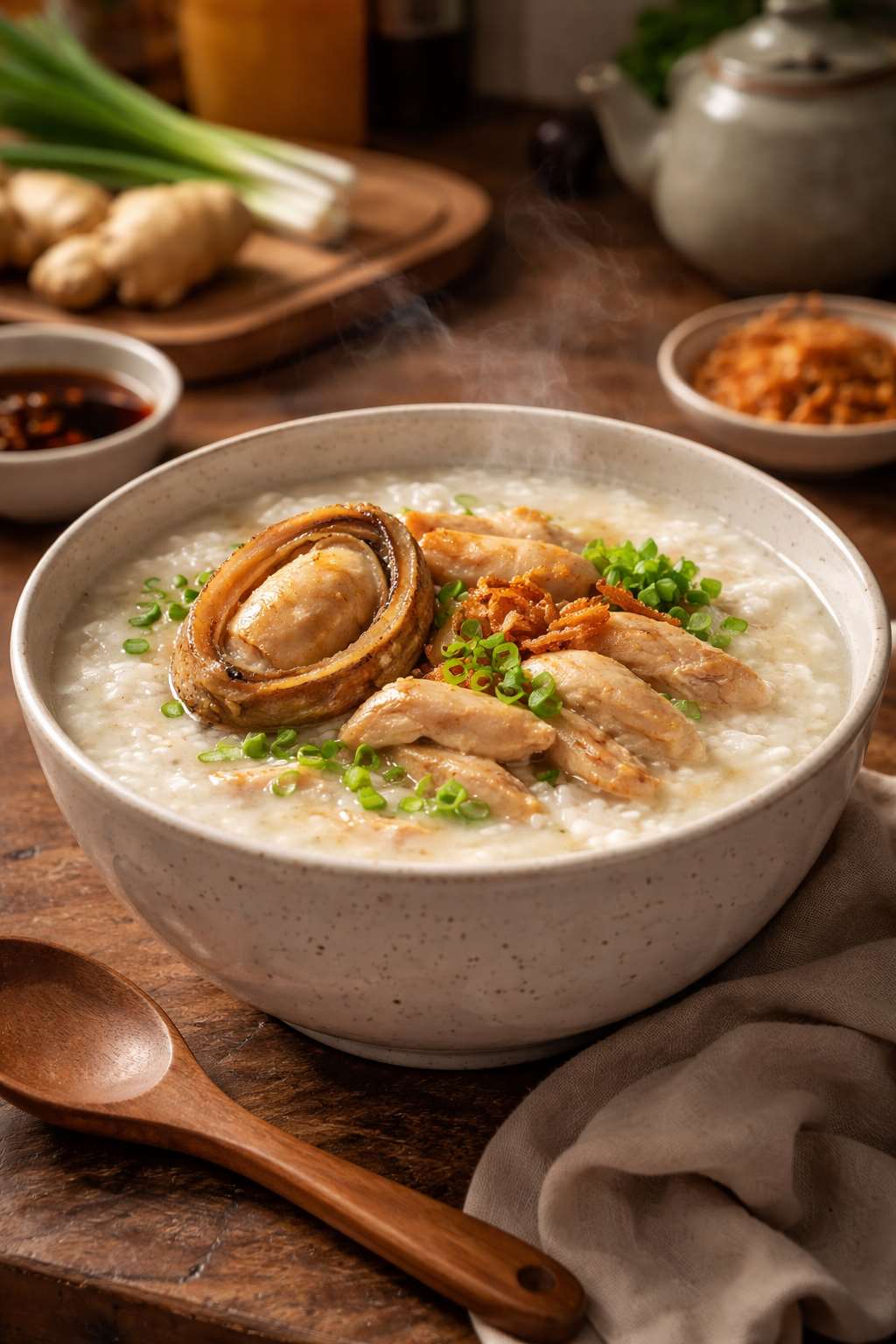 Bubur Ayam Abalon 鮑魚滑雞粥